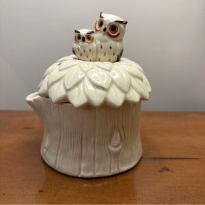 VINTAGE NORCREST OWL TREE STUMP JAR CANISTER